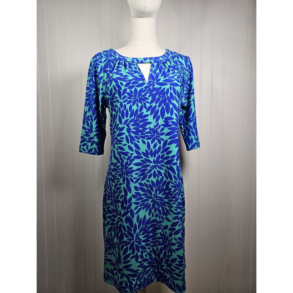 Aryeh Royal Mint Floral Dress Women's Size S Beach Nautical Tropical Nylon